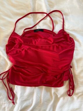 Women's Red Cowl Neck Ruched Camisole